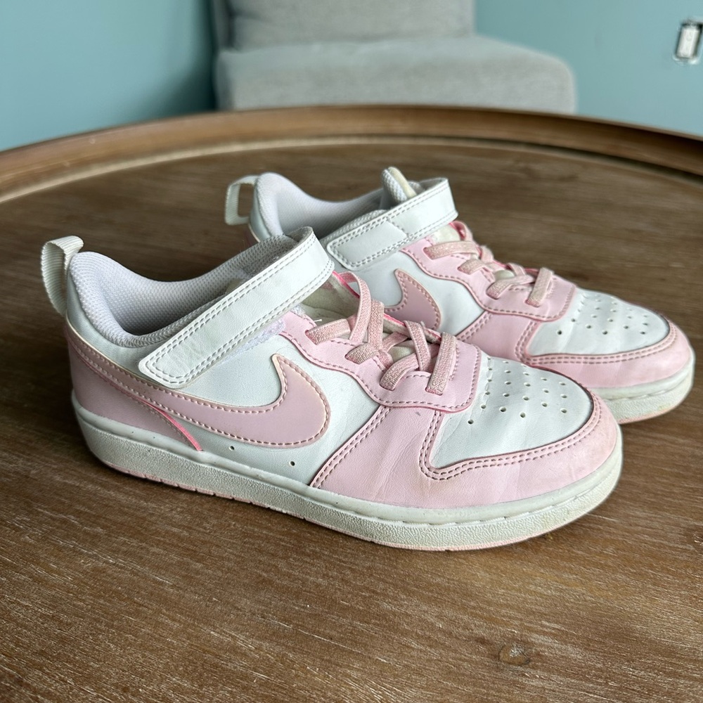 Nike Pink and White Velcro Sneakers